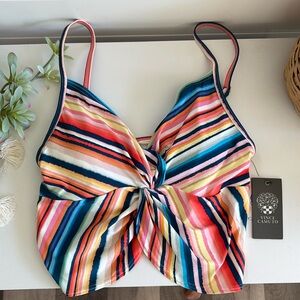 Vince Camuto Twist Crop Tankini Top - Multi Stripe size xs